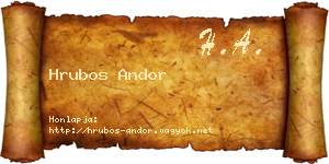 Hrubos Andor névjegykártya